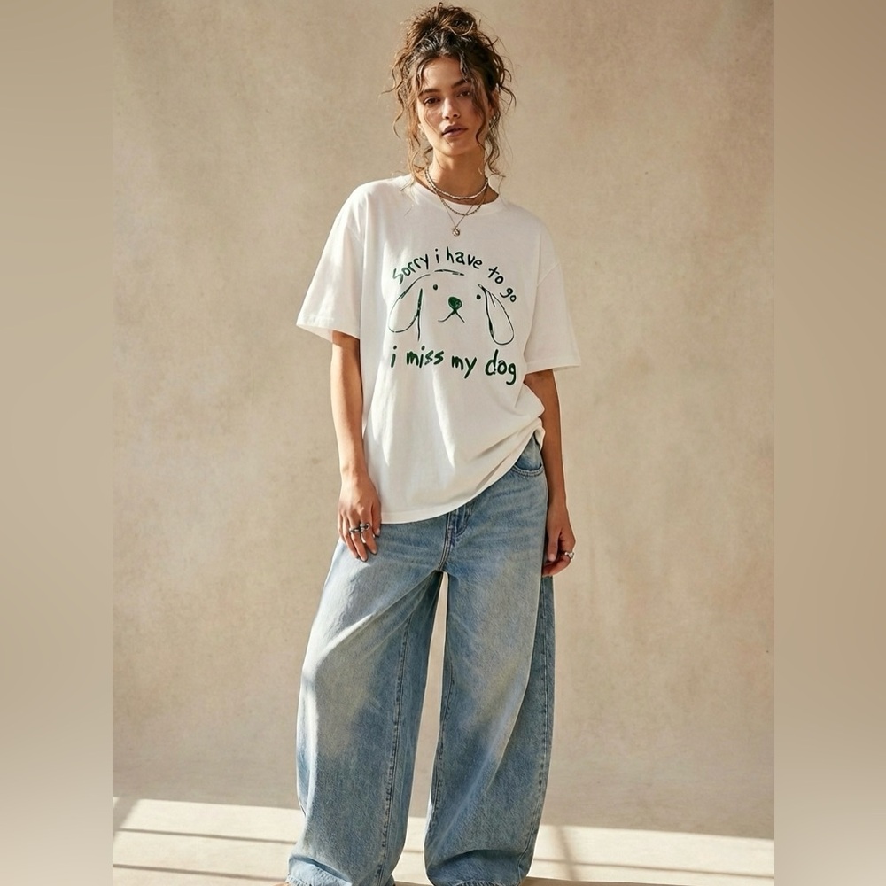 I Miss My Dog Lightweight Cotton T-shirt